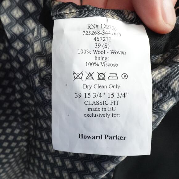 J Hilburn Blazer Mens 39S Black Wool Classic 2 Button Lined Business Office - Picture 16 of 16